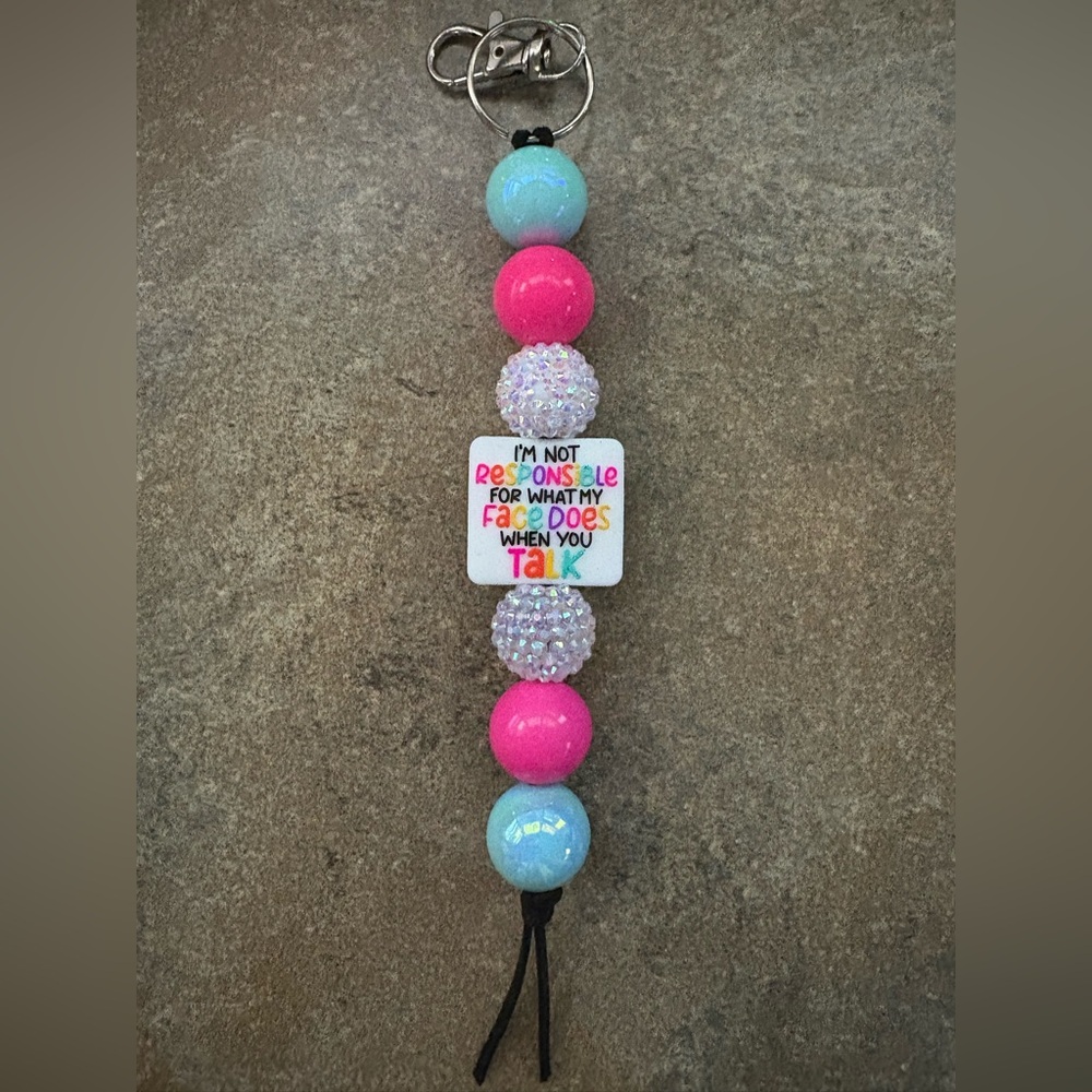Colorful Beaded Keychain with Quote